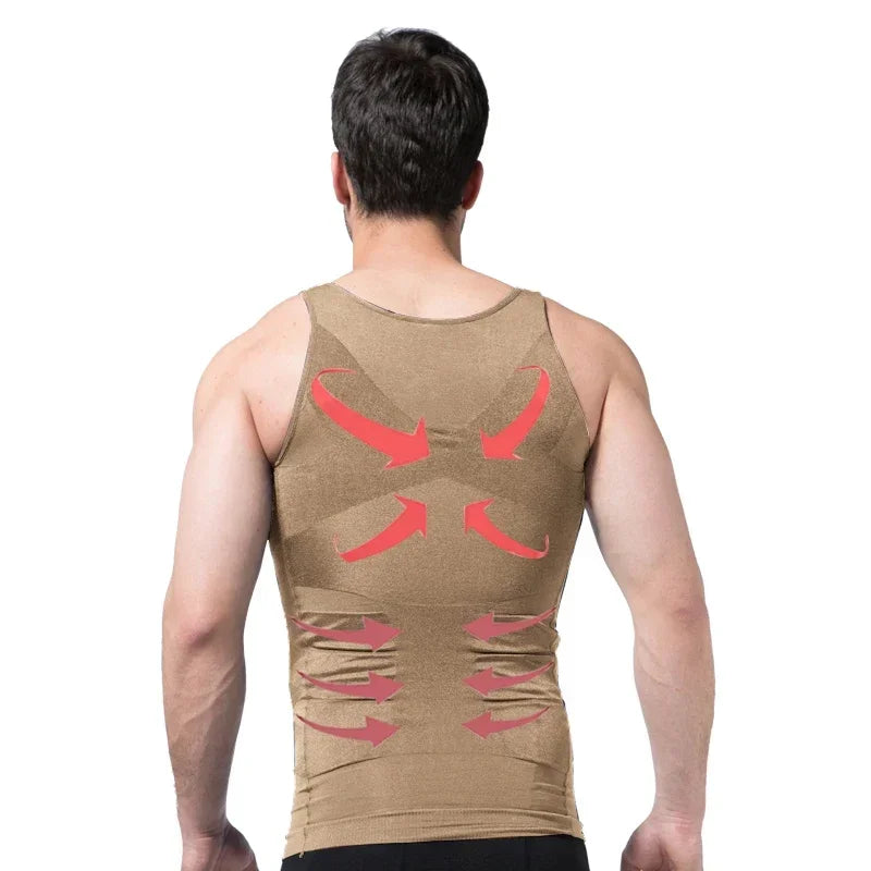 Men'S Slimming Body Shapewear Corset Vest Shirt Compression Abdomen Tummy Belly Control Slim Waist Cincher Underwear Sports Vest
