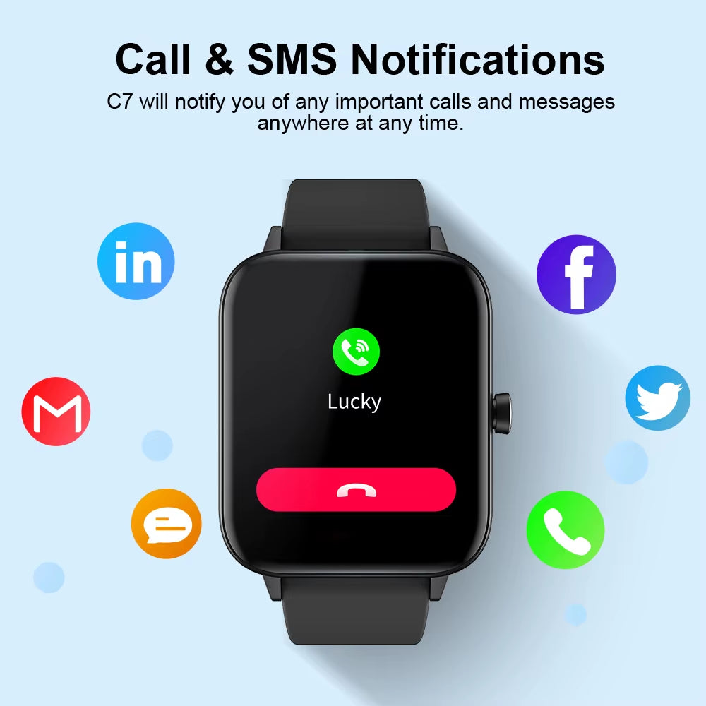 C7 IP68 Waterproof Smartwatch Heart Rate Monitor Fitness for Android IOS Sport Smart Watch for Men Women for Xiami Iphone