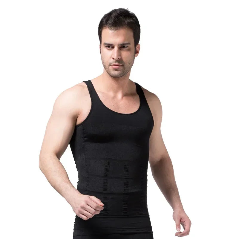Men'S Slimming Body Shapewear Corset Vest Shirt Compression Abdomen Tummy Belly Control Slim Waist Cincher Underwear Sports Vest