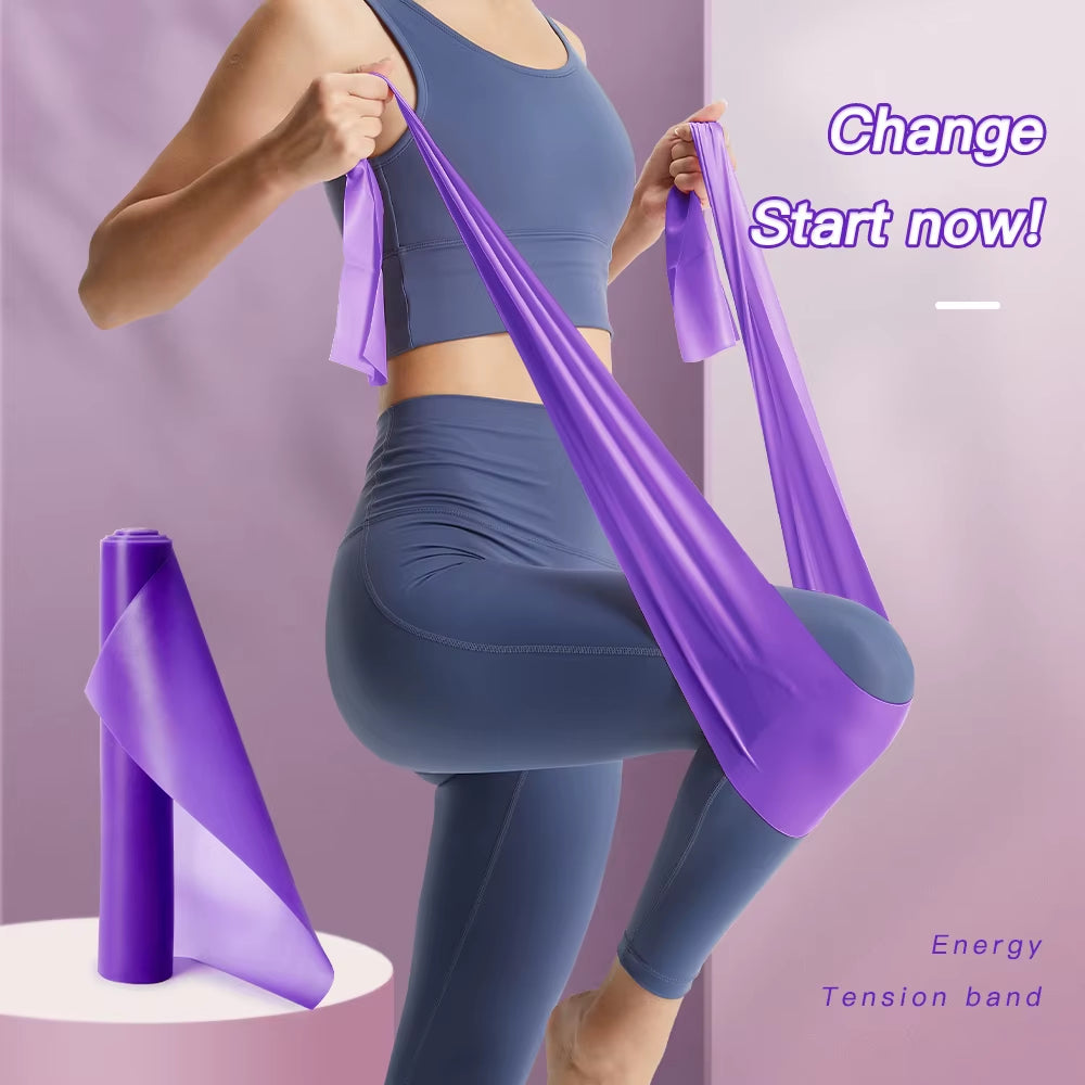 Yoga Pilates Stretch Resistance Band Exercise Fitness Band Training Elastic Exercise Fitness Rubber 150Cm Natural Rubber Gym