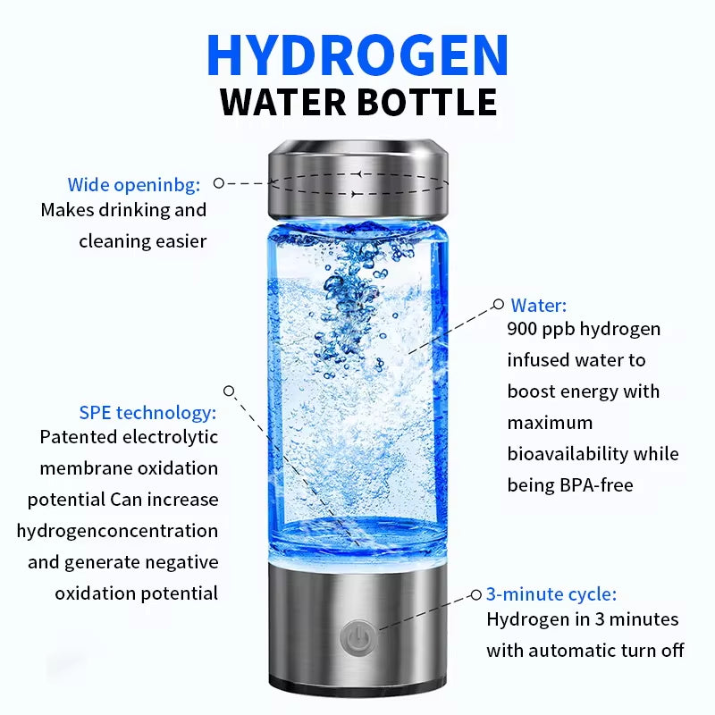 420Ml Hydrogen-Rich Water Cup Electric Hydrogen Rich Water Generator Bottle Titanium Quality Filter Portable Antioxidant Lonizer